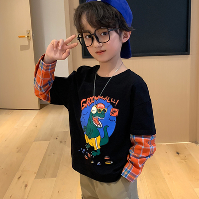 Breathable 100% Cotton Teen Boys Clothes Boys Fake Two Piece T Shirt