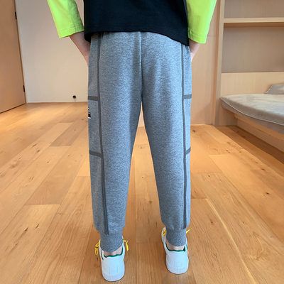 Loose woven strap Teen Boys Clothes Black Light Grey Cotton Terry Sweatpants