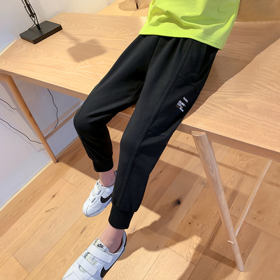 Loose woven strap Teen Boys Clothes Black Light Grey Cotton Terry Sweatpants