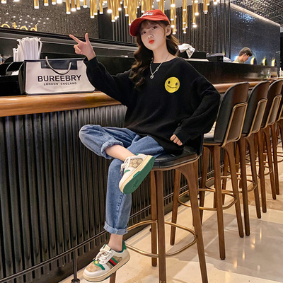 Lente Herfst Kinderkleding Set Smiley Gezicht Meisjes Oversized Sweatshirt