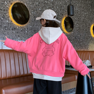 Spring Autumn Warm Childrens Coats Pink Dark Grey Girls Zip Up Baseball Jacket