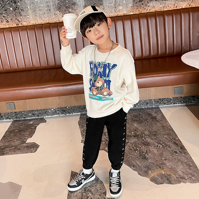 Spring And Autumn Boys' Sweatpants Children Handsome Loose Slacks Embroidered