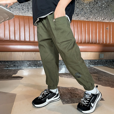 Boys' Buntoe Embroidered Sweatpants Handsome Loose Slacks For Spring Autumn