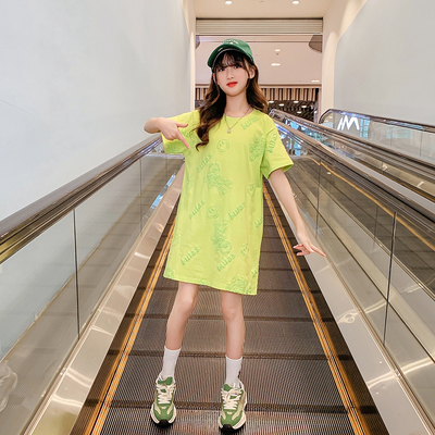 Estilo extranjero del algodón del verano de las muchachas nuevo de la falda larga pura de la camiseta
