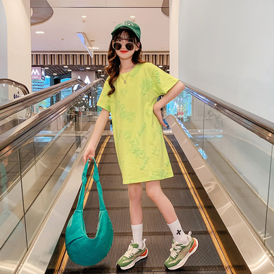 Estilo extranjero del algodón del verano de las muchachas nuevo de la falda larga pura de la camiseta