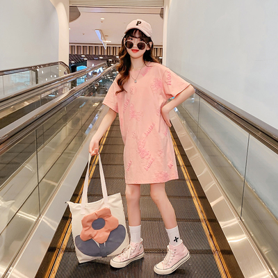 Estilo extranjero del algodón del verano de las muchachas nuevo de la falda larga pura de la camiseta