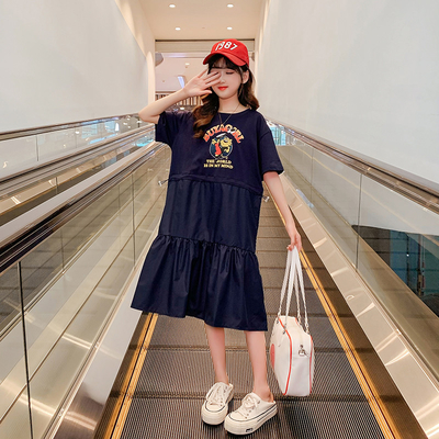 Breathable 100% Cotton Teen Clothes Girls Fake Two Piece T Shirt