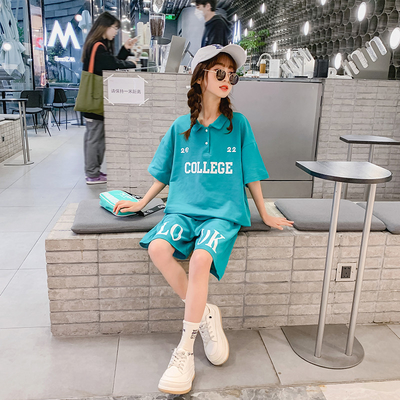 Summer Lapel Dress Western Style Two Sets Girls Suit