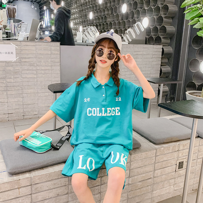 Summer Lapel Dress Western Style Two Sets Girls Suit