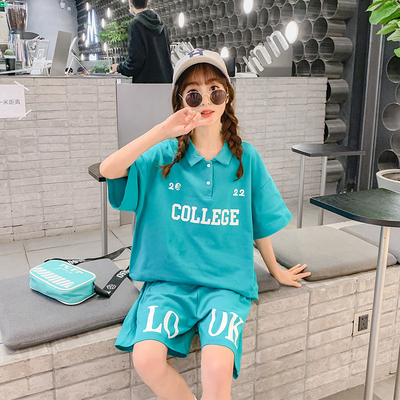 Summer Lapel Dress Western Style Two Sets Girls Suit