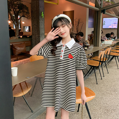 Girls Summer Pure Cotton Long T-Shirt Skirt New Foreign Style