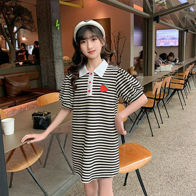 Girls Summer Pure Cotton Long T-Shirt Skirt New Foreign Style