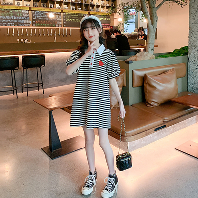 Girls Summer Pure Cotton Long T-Shirt Skirt New Foreign Style