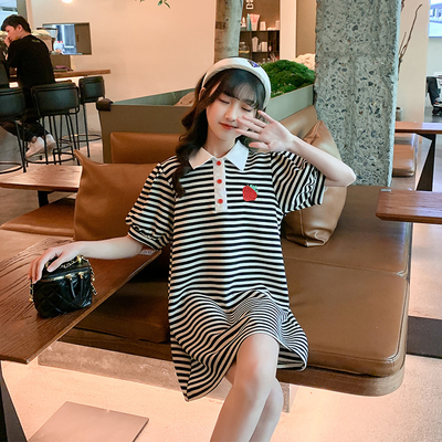 Girls Summer Pure Cotton Long T-Shirt Skirt New Foreign Style