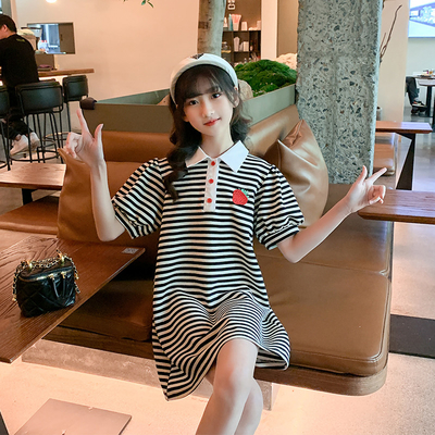 Girls Summer Pure Cotton Long T-Shirt Skirt New Foreign Style