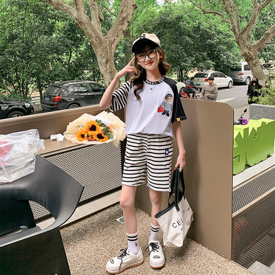 Girls Round Collar Childrens Summer Clothes Western Fashion Summer Clothes Two Sets