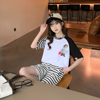 Girls Round Collar Childrens Summer Clothes Western Fashion Summer Clothes Two Sets