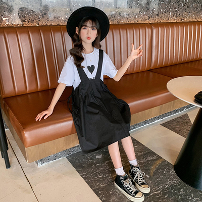 Girls Suit Summer Round Collar T-Shirt Net Gauze Skirt Fashionable Two Sets