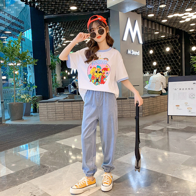 Pure Cotton material Girls Summer T-Shirt New Foreign Style