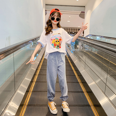 Pure Cotton material Girls Summer T-Shirt New Foreign Style