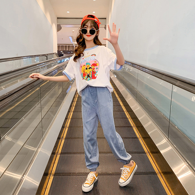 Pure Cotton material Girls Summer T-Shirt New Foreign Style