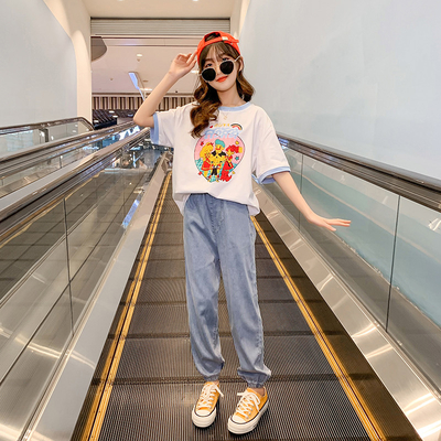 Pure Cotton material Girls Summer T-Shirt New Foreign Style
