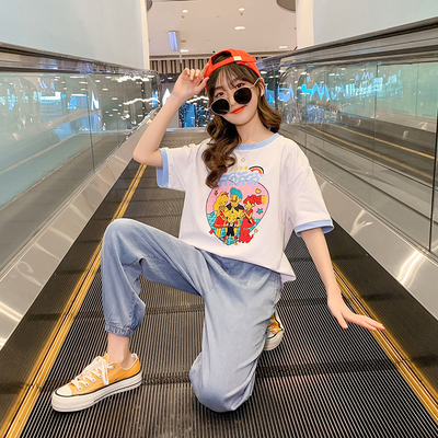 Pure Cotton material Girls Summer T-Shirt New Foreign Style