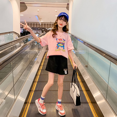 Girls Summer Dress New Foreign Style Pure Cotton Long T-Shirt