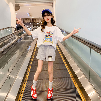 Girls Summer Dress New Foreign Style Pure Cotton Long T-Shirt